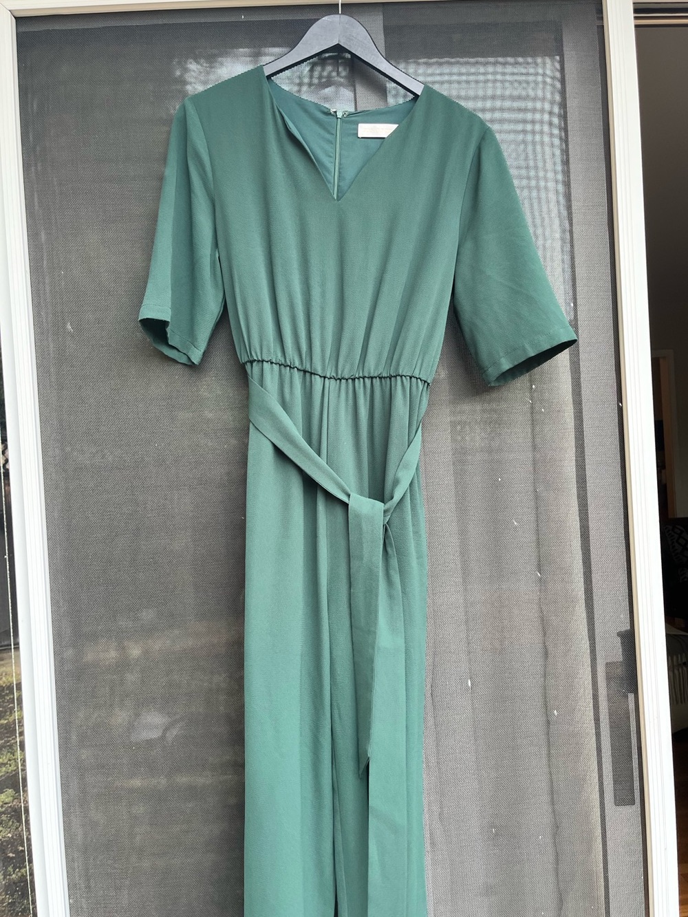 Green Tie-Waist Jumpsuit